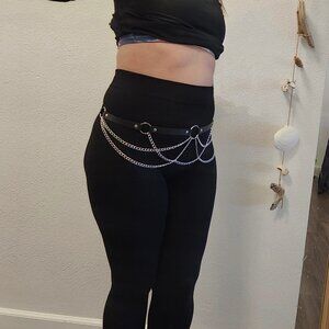 Faux leather chain belt, fits waist or hip size 30" to 37.5"
